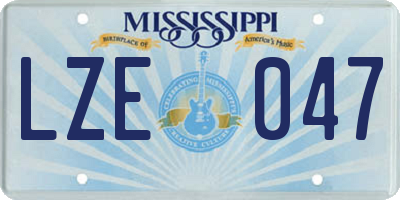 MS license plate LZE047