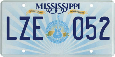 MS license plate LZE052