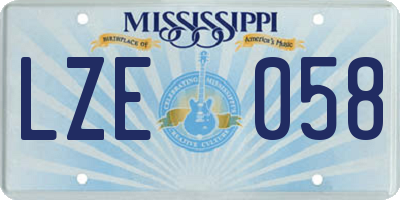 MS license plate LZE058
