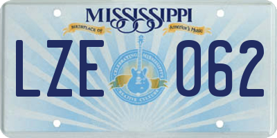MS license plate LZE062