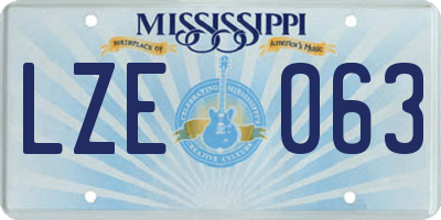 MS license plate LZE063