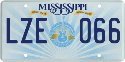 MS license plate LZE066