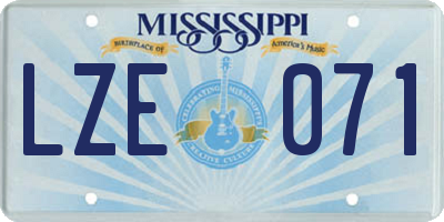 MS license plate LZE071