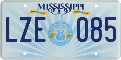 MS license plate LZE085