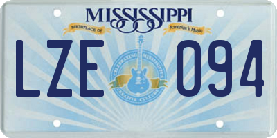 MS license plate LZE094