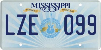 MS license plate LZE099