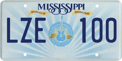MS license plate LZE100