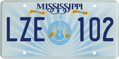 MS license plate LZE102