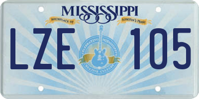 MS license plate LZE105