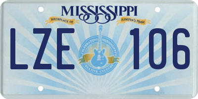 MS license plate LZE106
