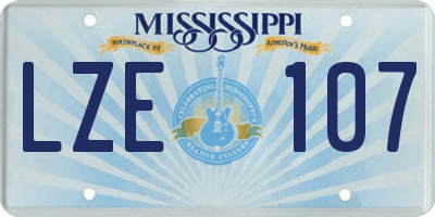 MS license plate LZE107
