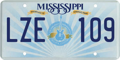 MS license plate LZE109