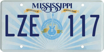 MS license plate LZE117