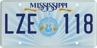 MS license plate LZE118