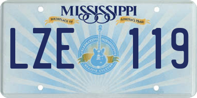 MS license plate LZE119