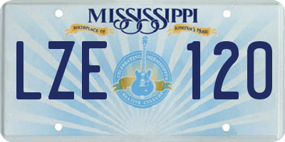 MS license plate LZE120