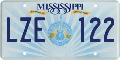 MS license plate LZE122