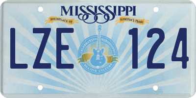 MS license plate LZE124