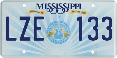 MS license plate LZE133