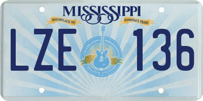MS license plate LZE136