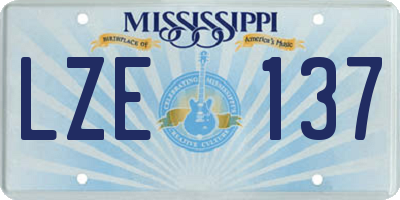 MS license plate LZE137