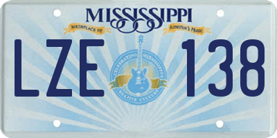 MS license plate LZE138