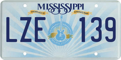 MS license plate LZE139