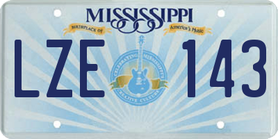 MS license plate LZE143