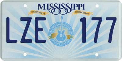 MS license plate LZE177