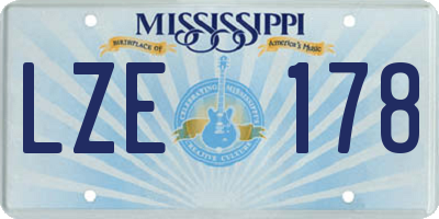 MS license plate LZE178