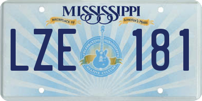 MS license plate LZE181