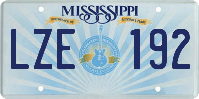 MS license plate LZE192