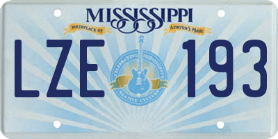 MS license plate LZE193