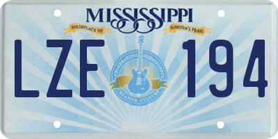 MS license plate LZE194