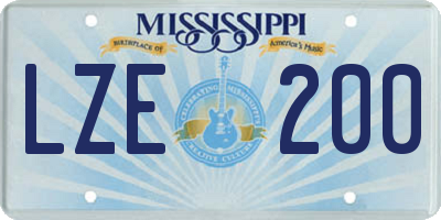 MS license plate LZE200
