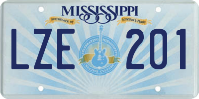 MS license plate LZE201