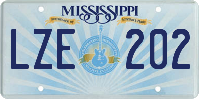 MS license plate LZE202