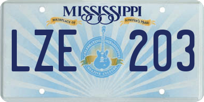 MS license plate LZE203
