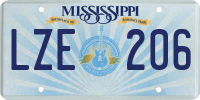 MS license plate LZE206