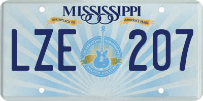 MS license plate LZE207