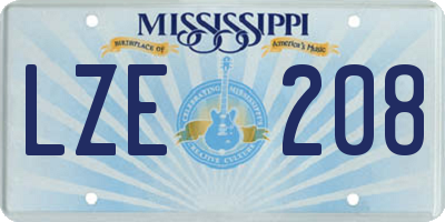 MS license plate LZE208
