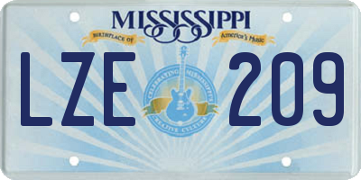 MS license plate LZE209