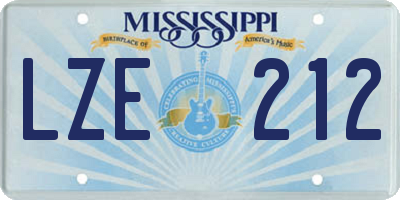 MS license plate LZE212