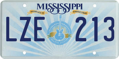 MS license plate LZE213