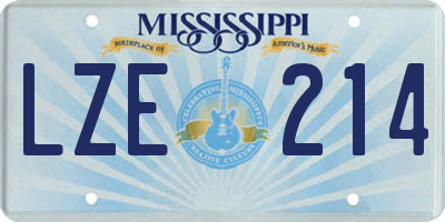 MS license plate LZE214