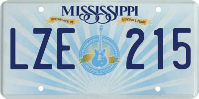 MS license plate LZE215