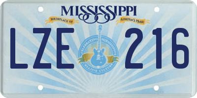 MS license plate LZE216