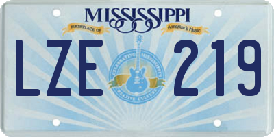 MS license plate LZE219