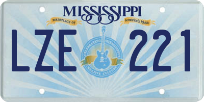 MS license plate LZE221