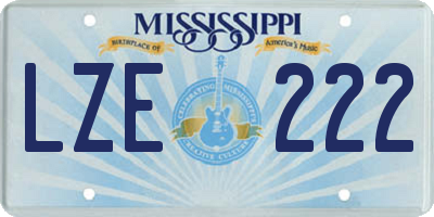 MS license plate LZE222